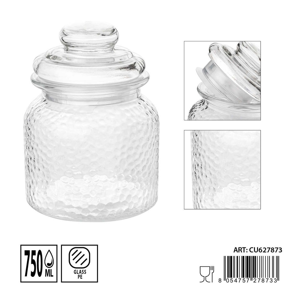 Tarro de cristal con tapa 750 ml - Organizador para alimentos (11x15 cm)