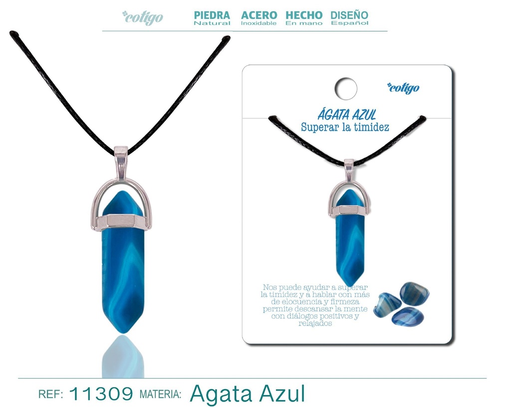 Colgante de ágata azul en forma de punto - Joyería de piedras naturales