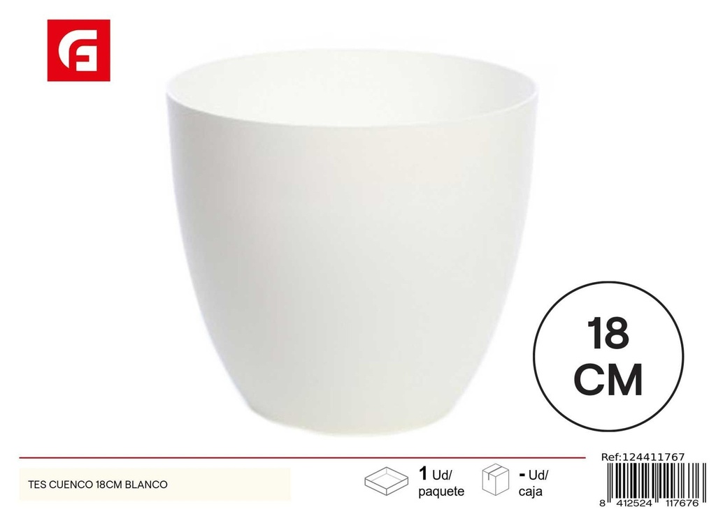 Tazón blanco para plantas 18CM - Jardinería y macetas