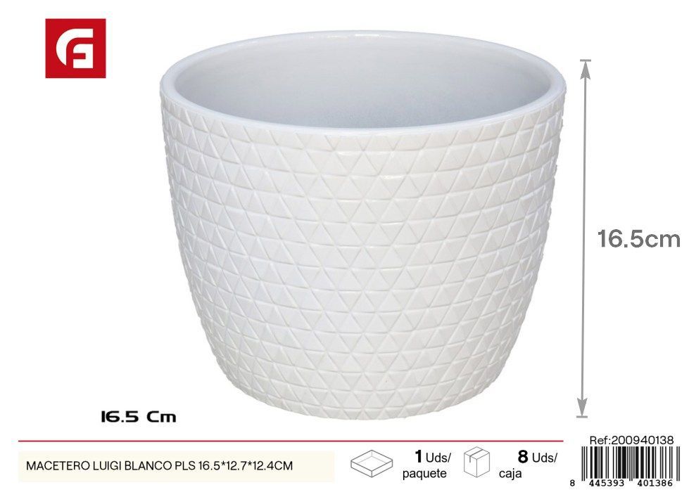 Macetero Luigi Blanco PLS 16.5x12.7x12.4 cm - Macetas decorativas y elegantes