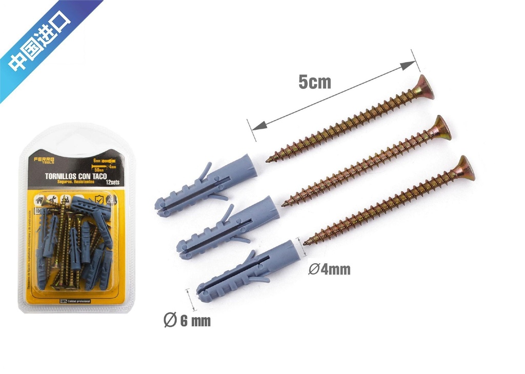 Tornillos con taco 4*50 S6 - Ferretería y accesorios