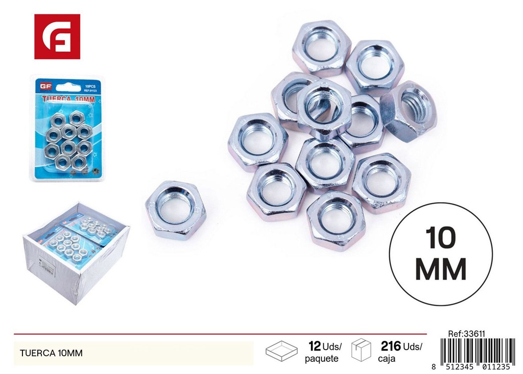 Tuerca 10 mm - Accesorios de ferretería