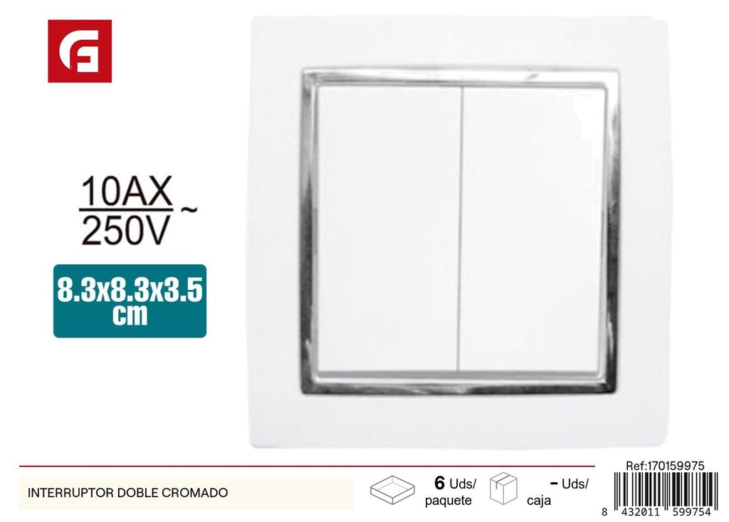 Interruptor doble cromado - Suministros eléctricos y enchufes