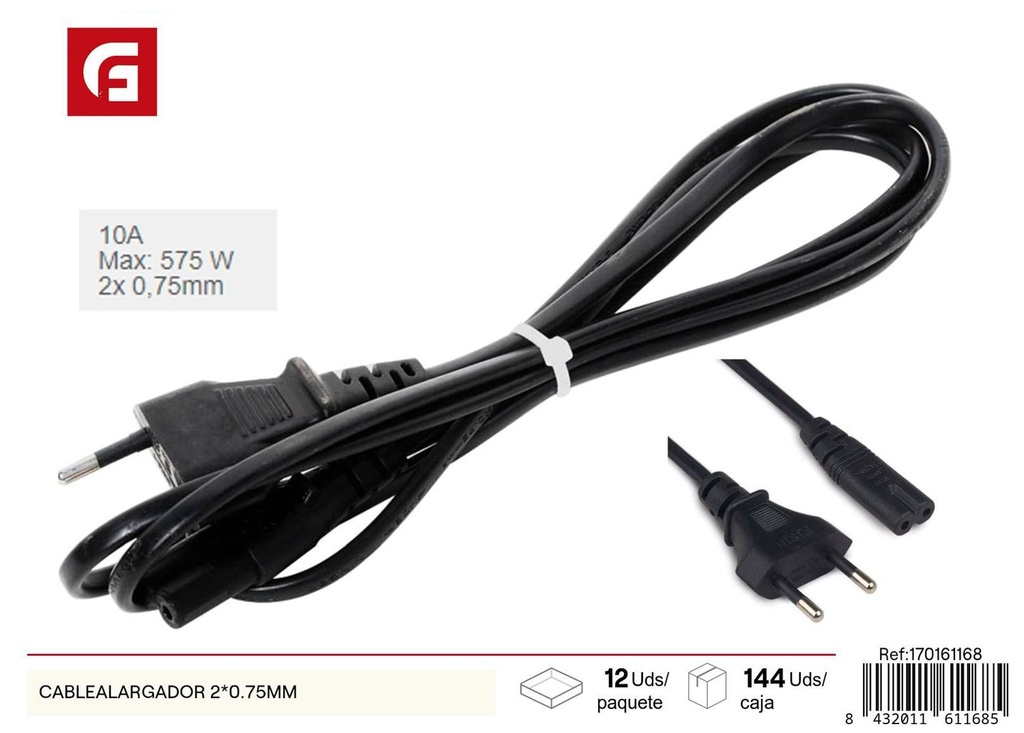 Cable alargador 2*0.75MM - Suministros eléctricos y alargadores