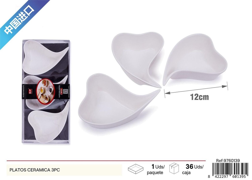 Platos de cerámica 3 piezas - Vajillas y utensilios de mesa