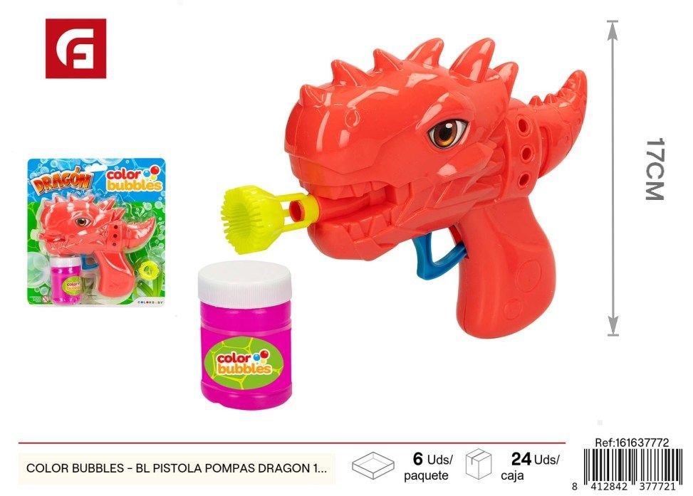 Pistola de pompas dragón 17 cm - Juguetes de burbujas