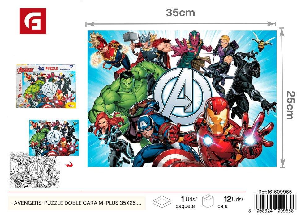 Puzzle doble cara de Avengers 60 piezas 35*25 cm - Juguete educativo de superhéroes