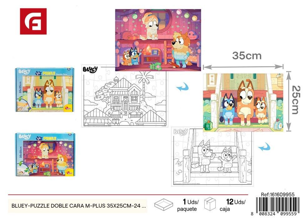 Puzzle doble cara 24 piezas de Bluey 35*25 cm - Juguete educativo sobre amistad