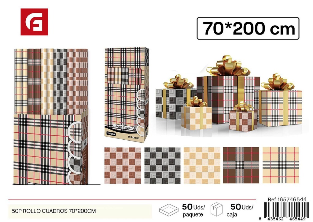Rollo de papel regalo cuadrado 70*200 cm 50P - Material para envoltura de obsequios