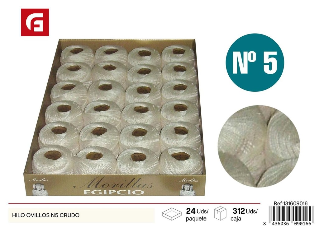 Hilo ovillos N5 crudo - Material básico para costura y manualidades