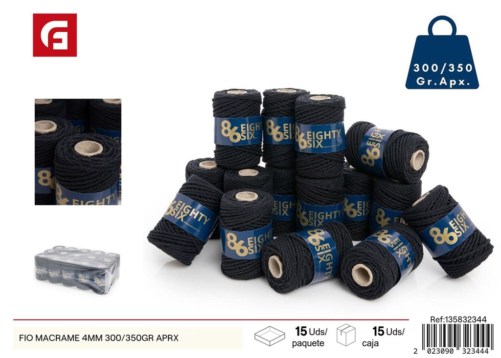 Fio macrame 4mm 300/350gr aprx - Material para proyectos de macramé