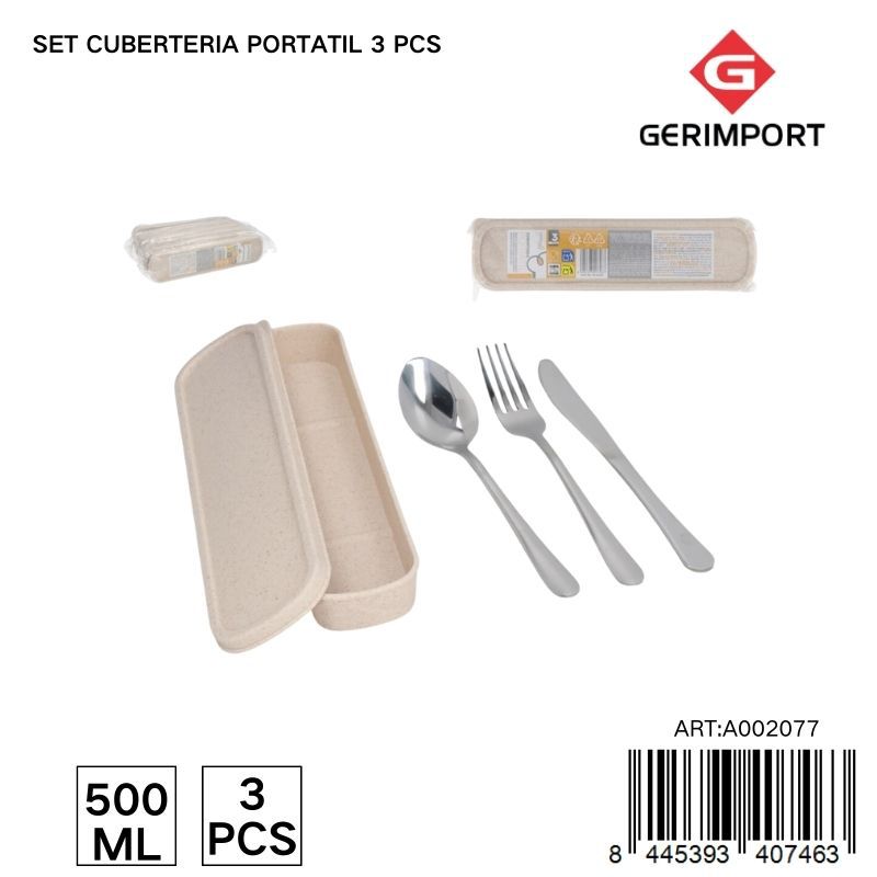 Set de cubiertos portátiles 3 piezas - Accesorios de mesa y vajilla