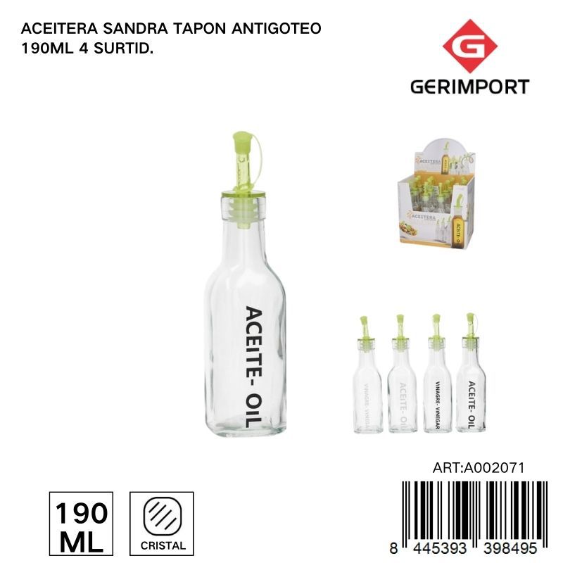 Acero anti goteo 190 ml - Envase de vidrio para líquidos