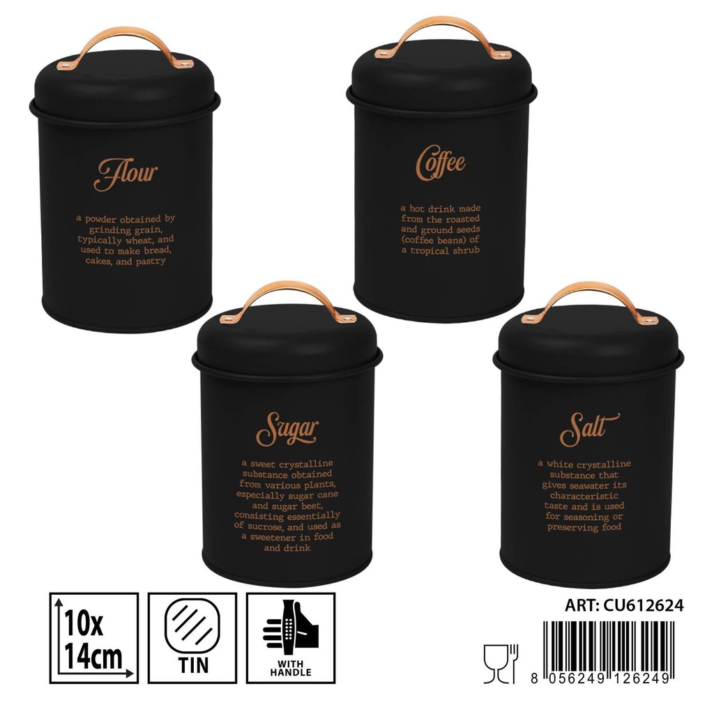 Bote negro 4 ass. 10x14 cm - Tarro organizador