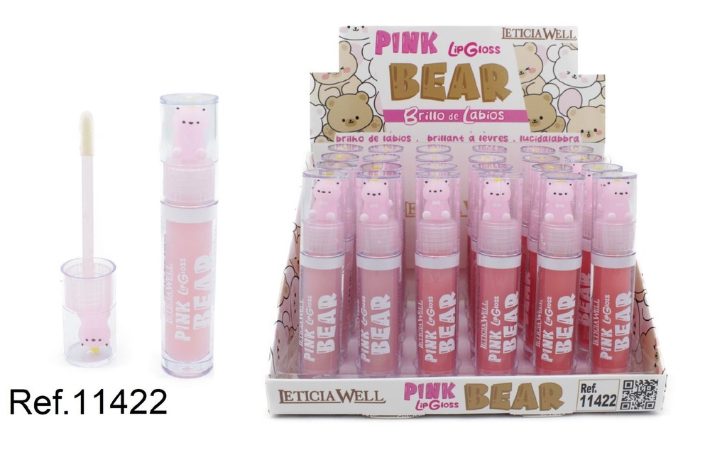 Labial glossy pink bear osito 24u Leticia Well - Maquillaje de labios