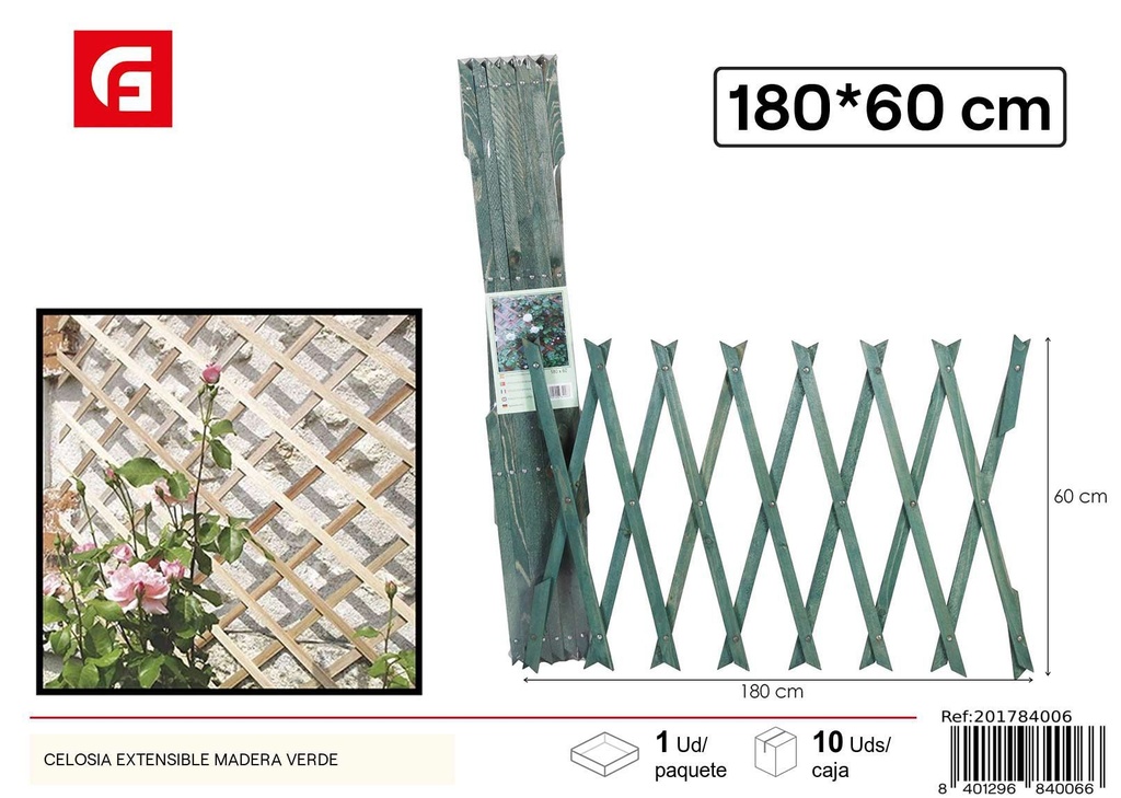 Celosía extensible de madera verde - Decoración para jardines