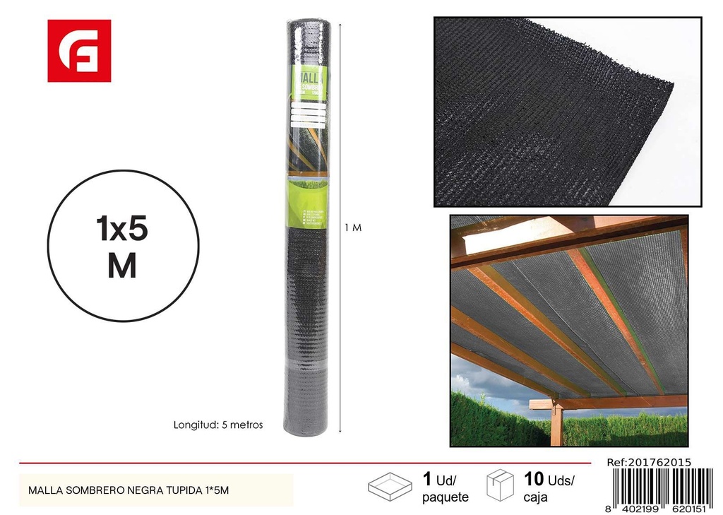 Malla sombrero negra tupida 1x5 m - Sombra y protección en el jardín
