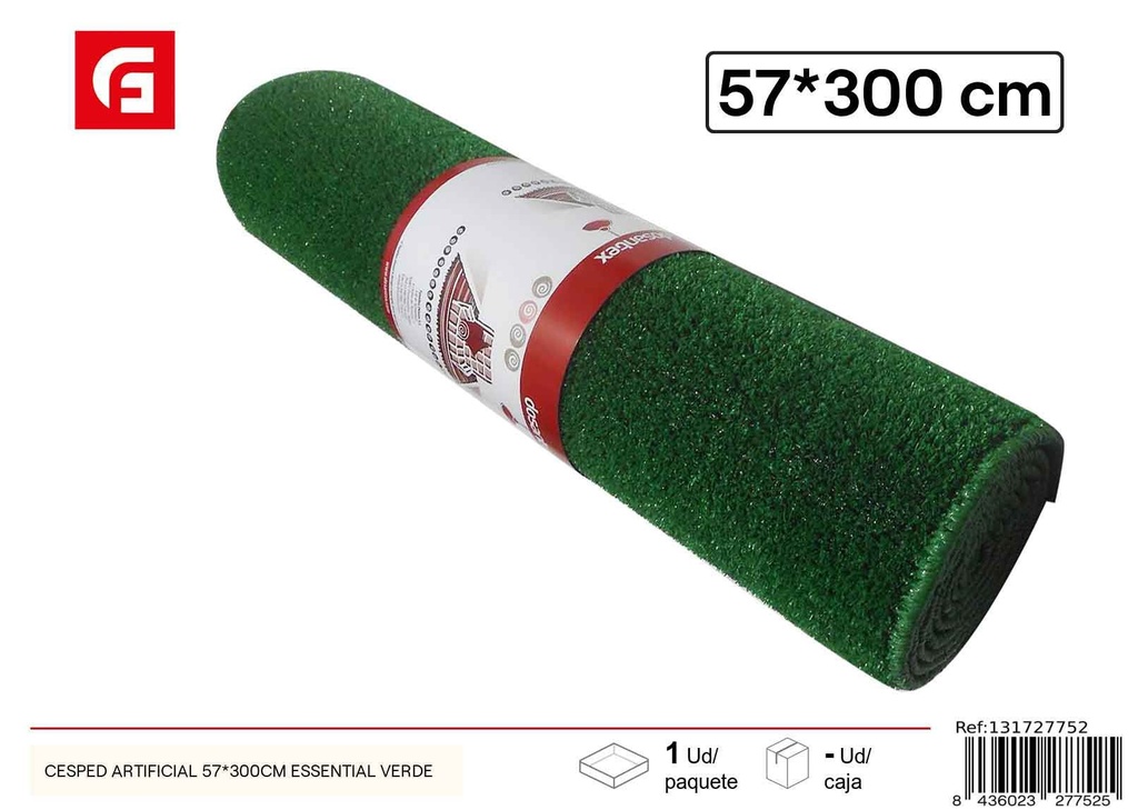 Césped artificial Essential verde 57 x 300 cm - Pasto sintético para exteriores  