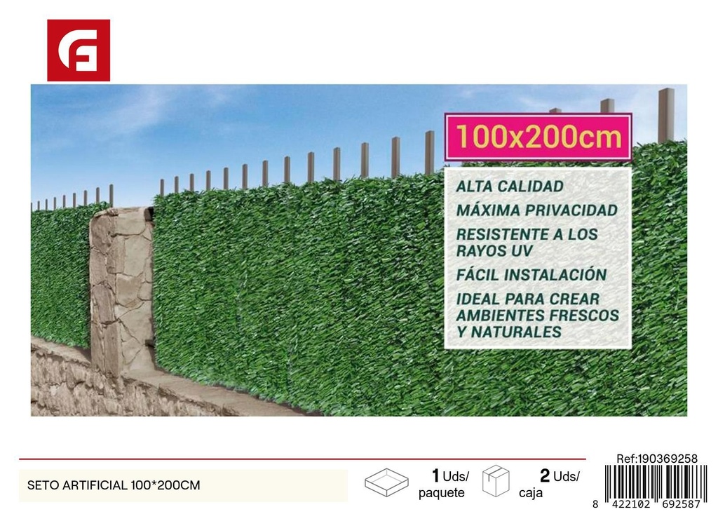 Seto artificial 100x200 cm - Mallas de ocultación y decoración del jardín