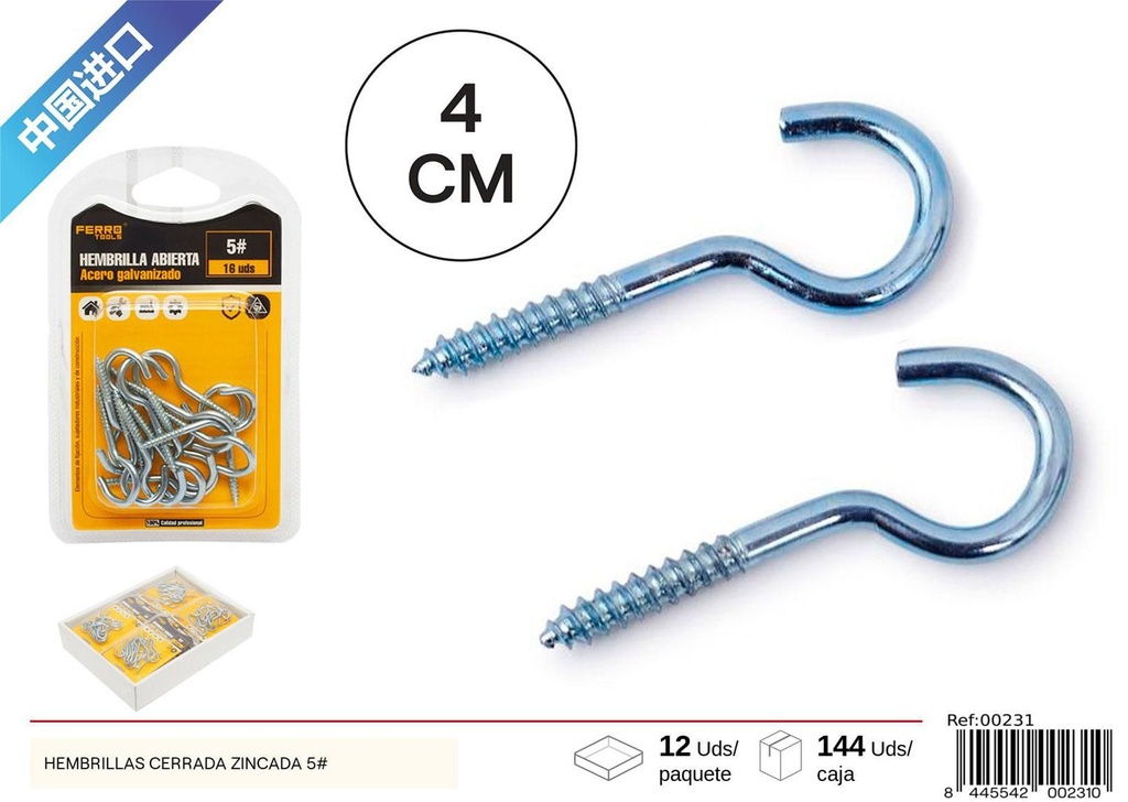 Hembrillas cerradas zincadas 5# - Accesorios de ferretería y ganchos