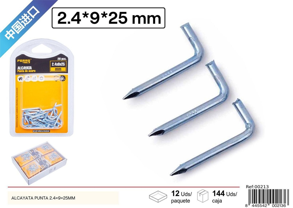 Alcayata punta 2.4×9×25mm - Accesorios de ferretería y ganchos