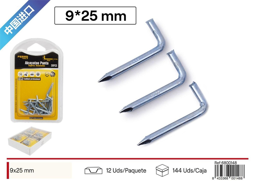 Alcayatas punta 2.4×9×25mm - Accesorios de ferretería y ganchos