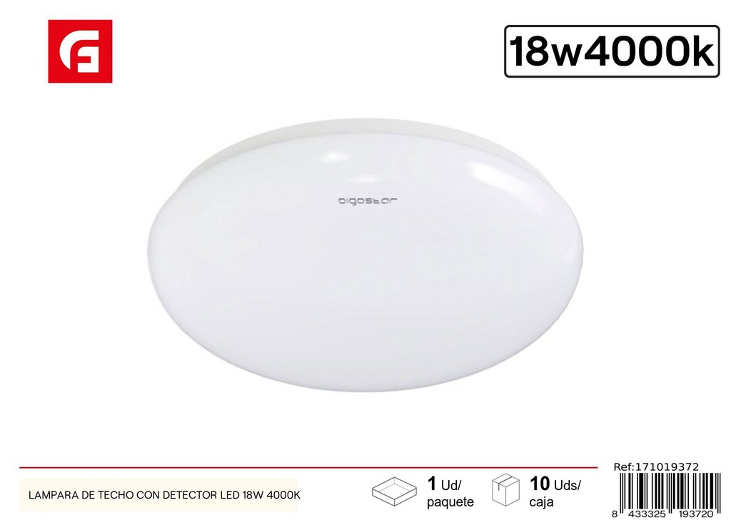 Lámpara de techo con detector LED 18W 4000K - Iluminación LED