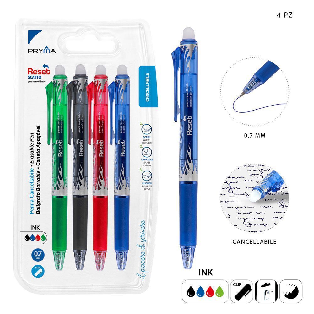 Bolígrafo borrable 0.7mm 4 piezas - Utensilios de escritura