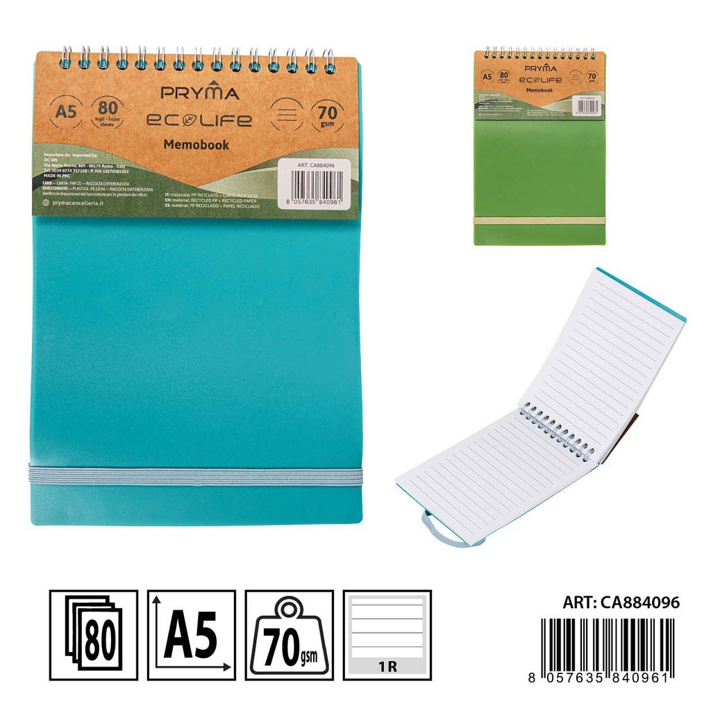 Bloc de notas espiral con goma tapa RPP A5 80 páginas - Papelería básica