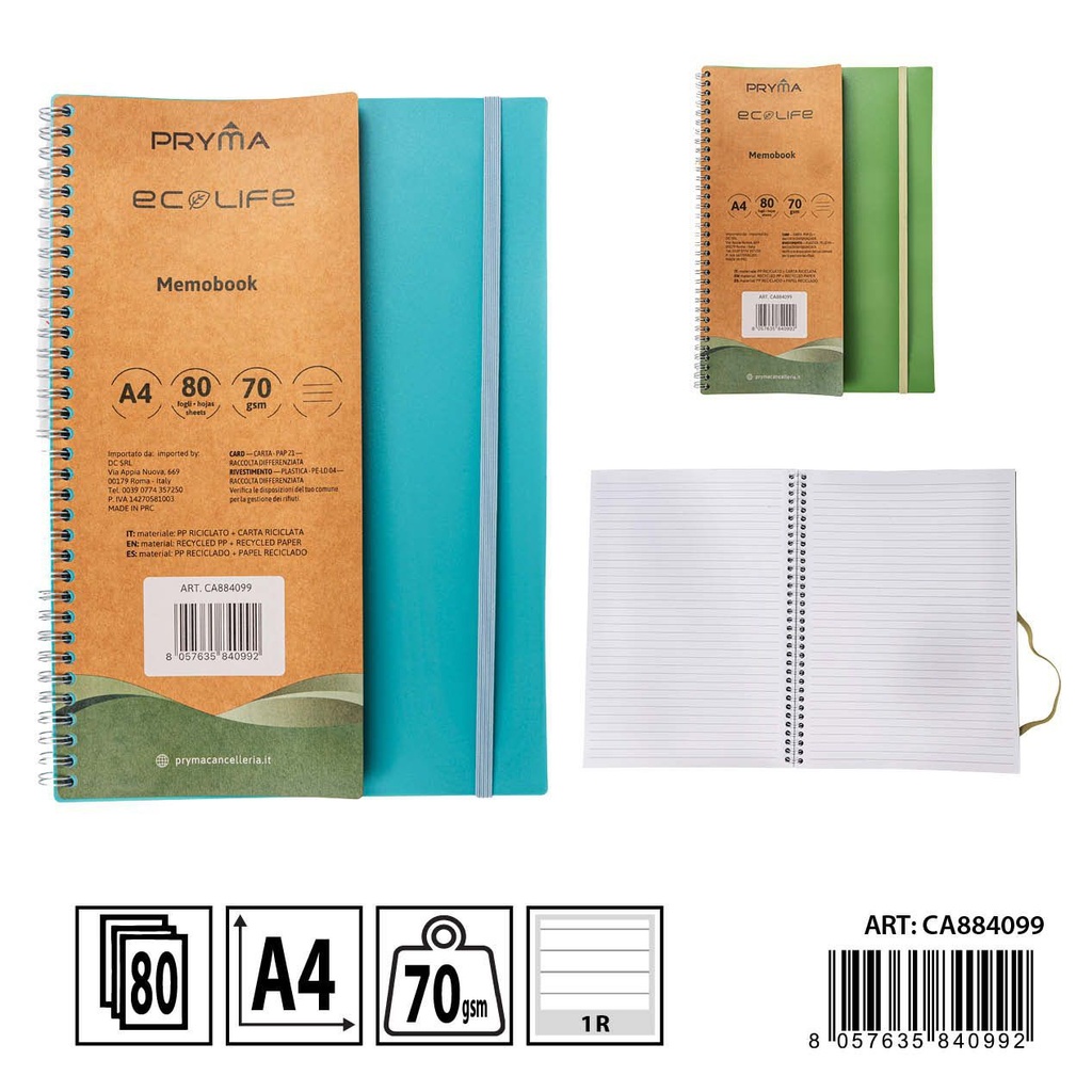 Bloc de notas espiral con goma tapa RPP A4 80 páginas - Papelería básica