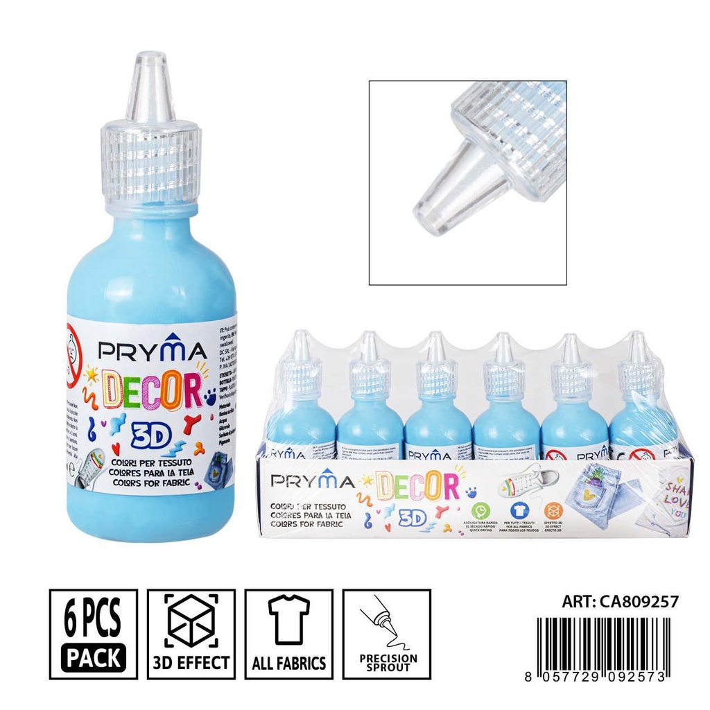 Pintura 3D textil 30ml azul celeste - Pinturas y tintes