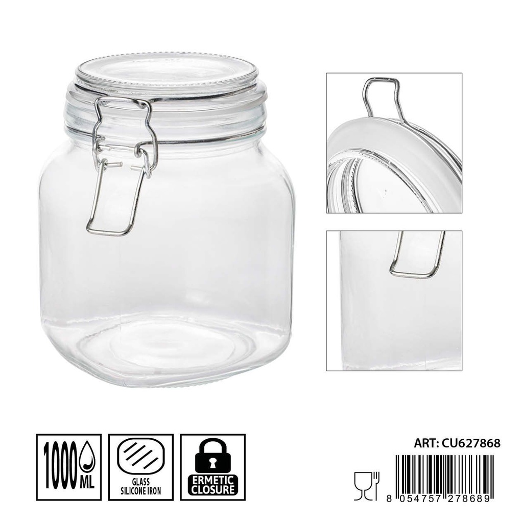 Tarro de cristal hermético 11.5x15.5cm 1000ml - Almacenamiento