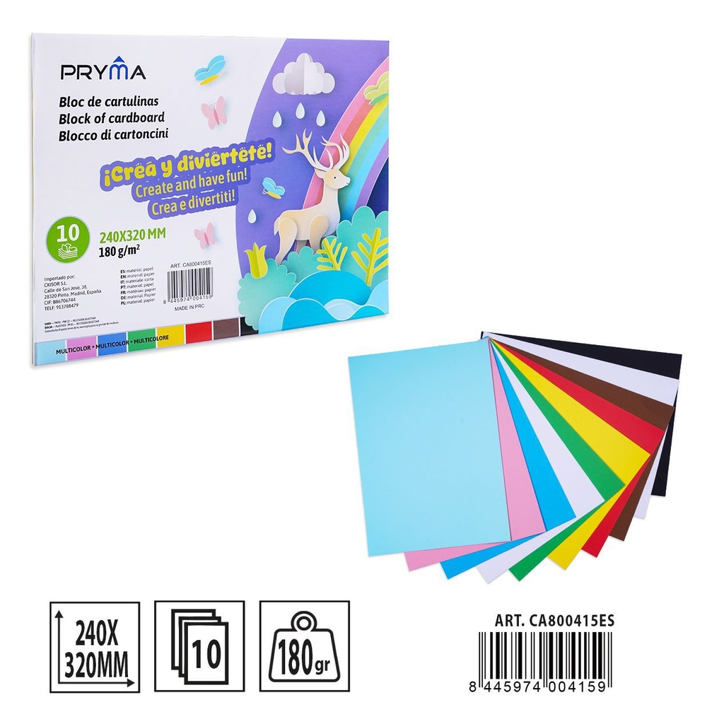 CARTULINA COLORES 10FF 240X320MM - Material para manualidades