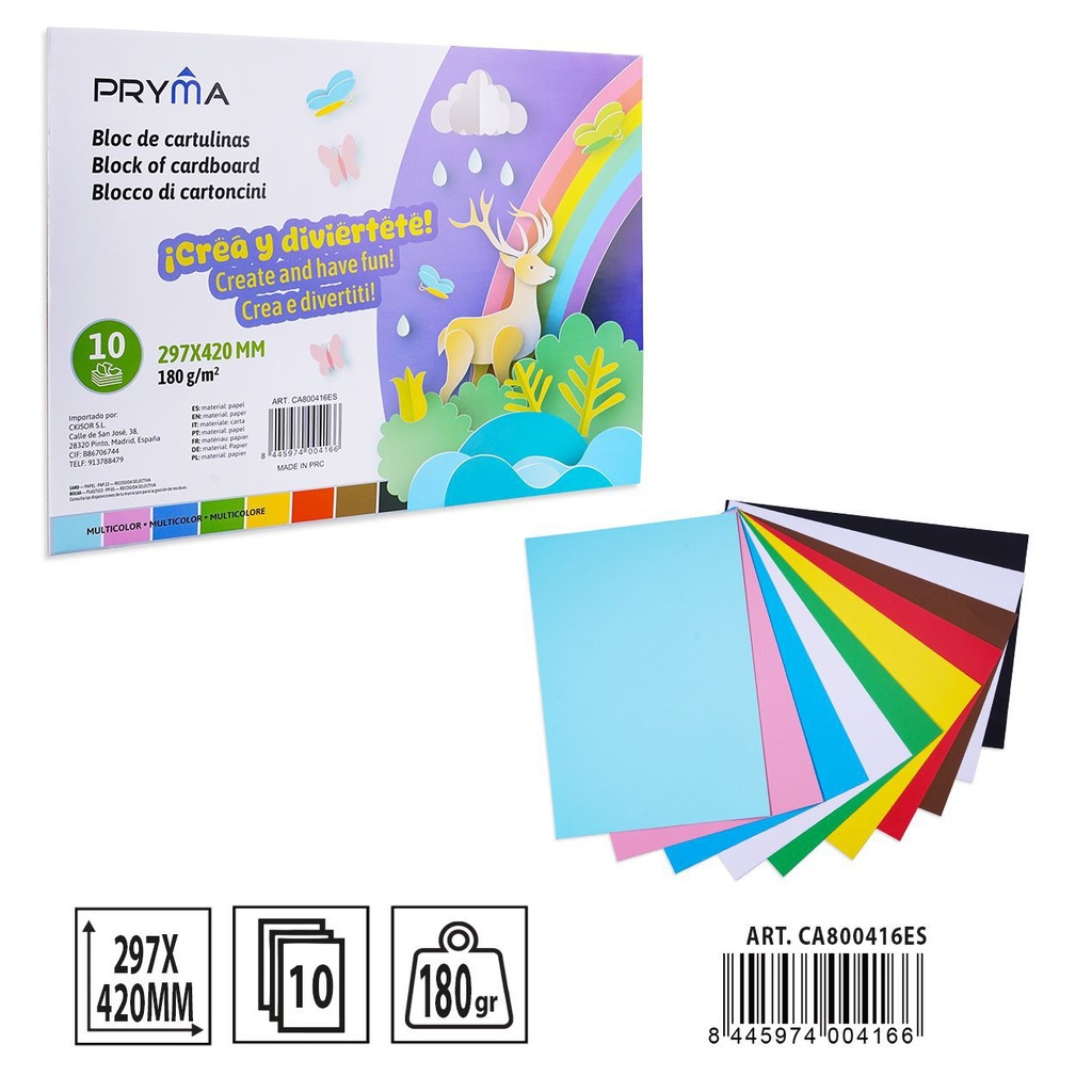 CARTULINA COLORES 10FF 297X420MM - Material para manualidades