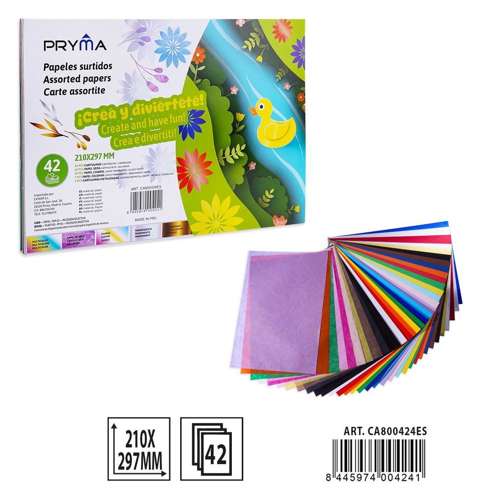 PAPEL MANUALIDADES SURTIDO 42FF 210X297MM - Material para manualidades