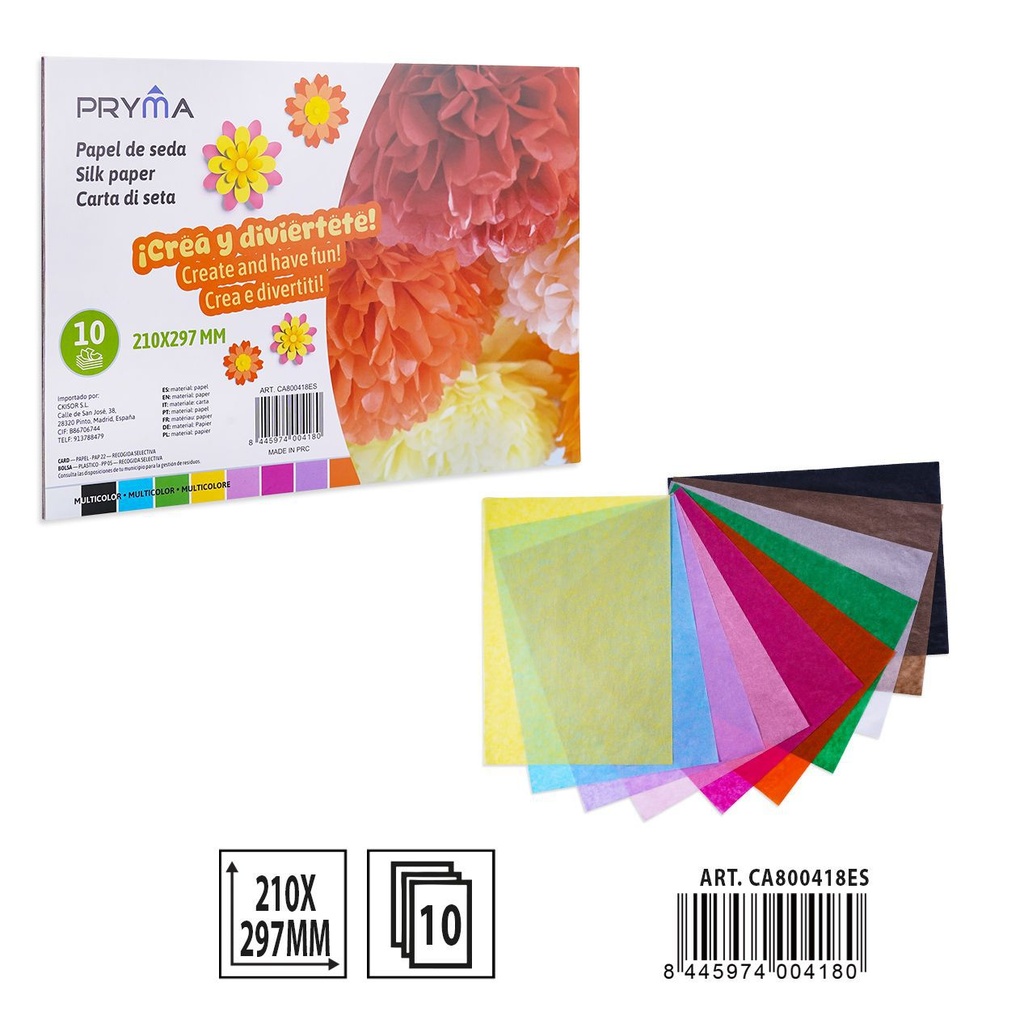 PAPEL DE SEDA A4 10FF 210X297MM - Material para manualidades