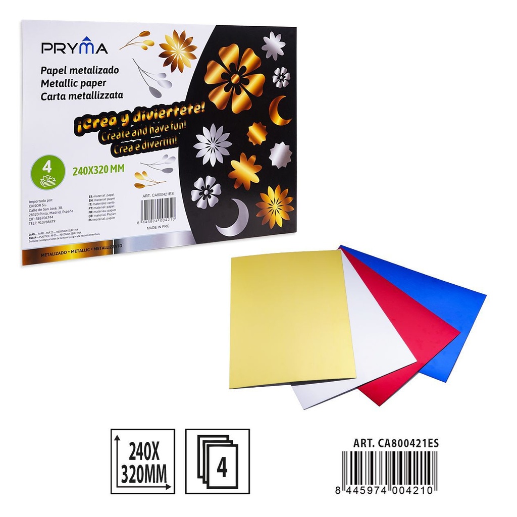 PAPEL METALIZADO 4FF 240X320MM - Material para manualidades