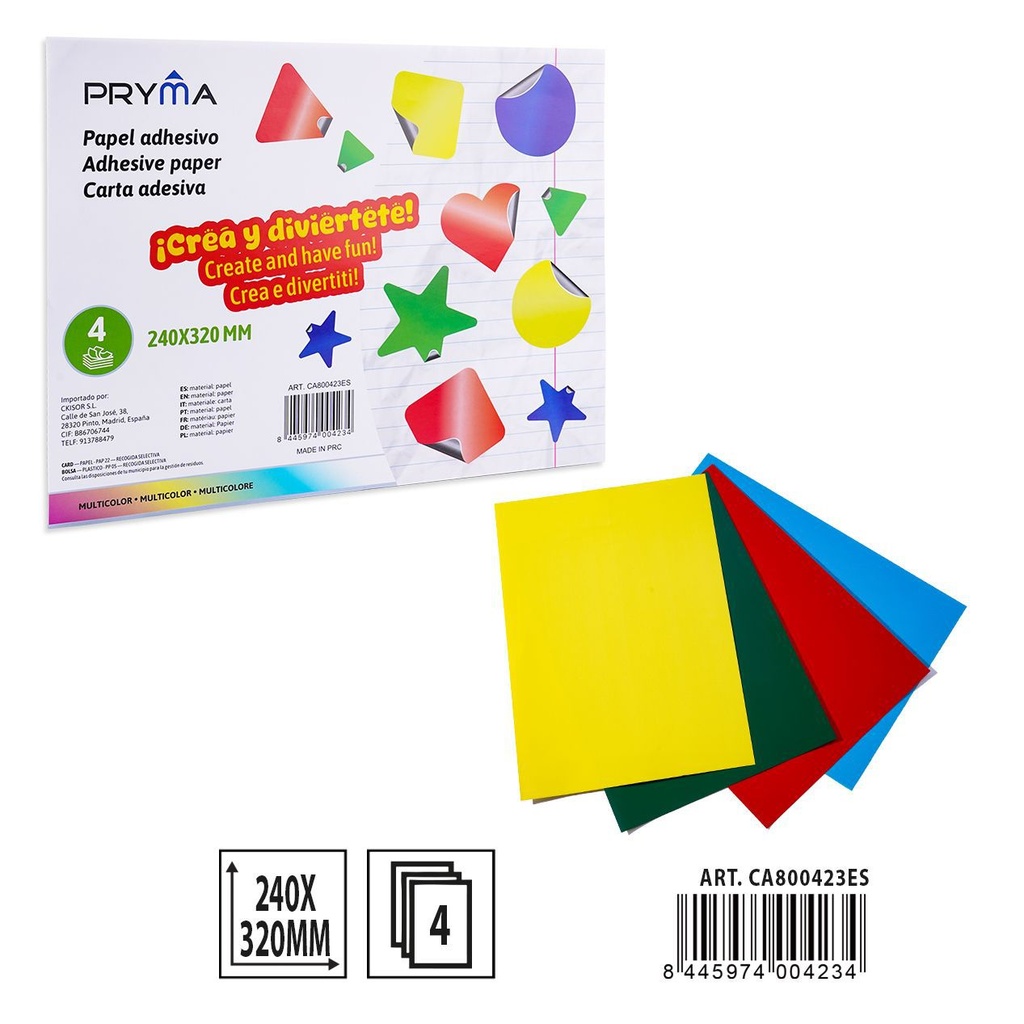 PAPEL MANUALIDADES ADHESIVO 4FF 240X320MM - Material para manualidades