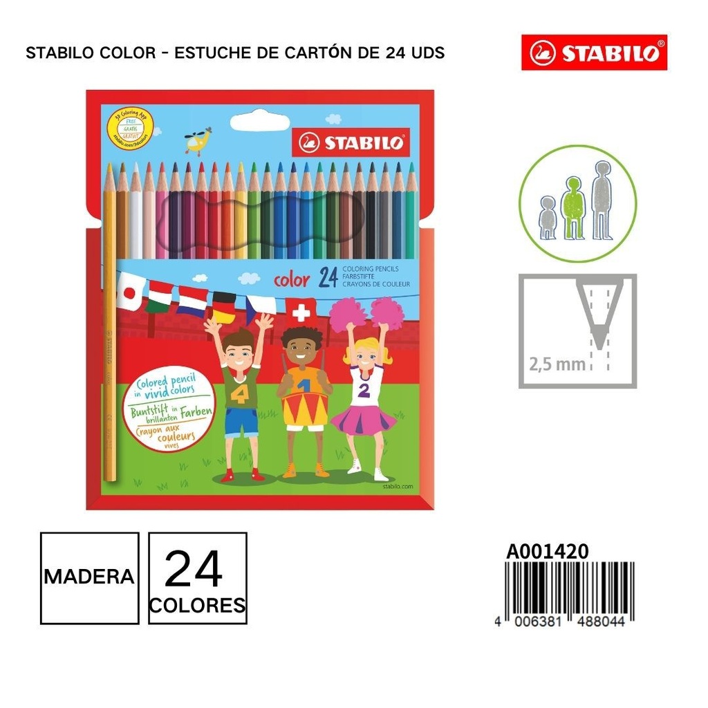 Estuche cartón 24 lápices de colores 2.5 mm - Materiales de papelería