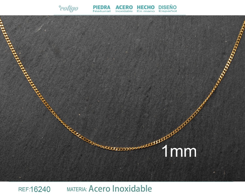 Collar de cadena acero dorado - Bisutería de cadena