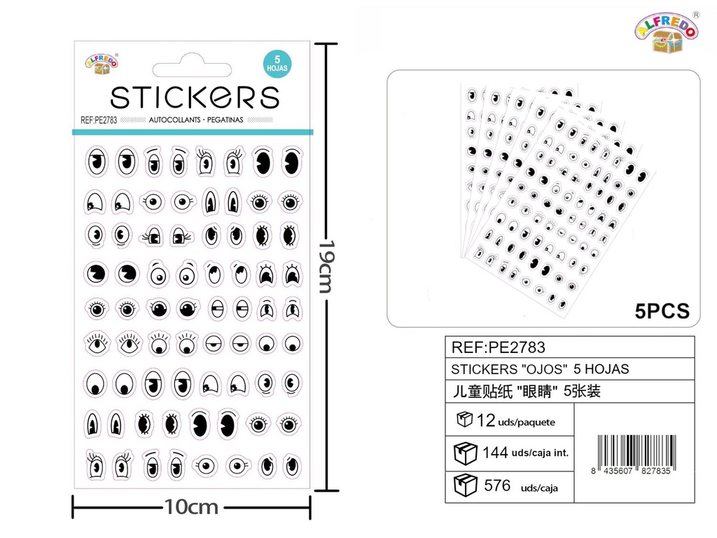 Stickes "Ojos" 10x19 cm - Adornos divertidos para manualidades