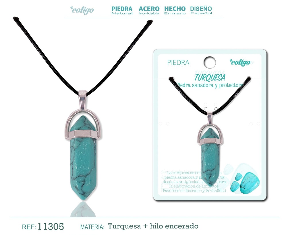 Colgante de turquesa en forma de punto - Joyería de piedras naturales