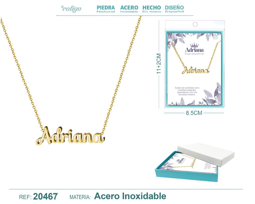 Collar personalizado nombre Adriana en acero dorado - Joyería y accesorios
