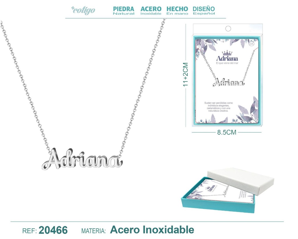 Collar personalizado nombre Adriana en acero plateado - Joyería y accesorios