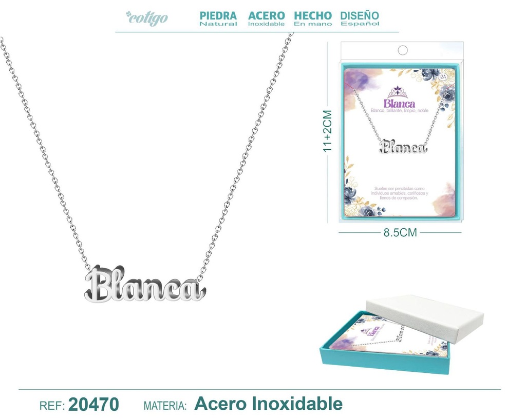 Collar personalizado nombre Blanca en acero plateado - Joyería y accesorios