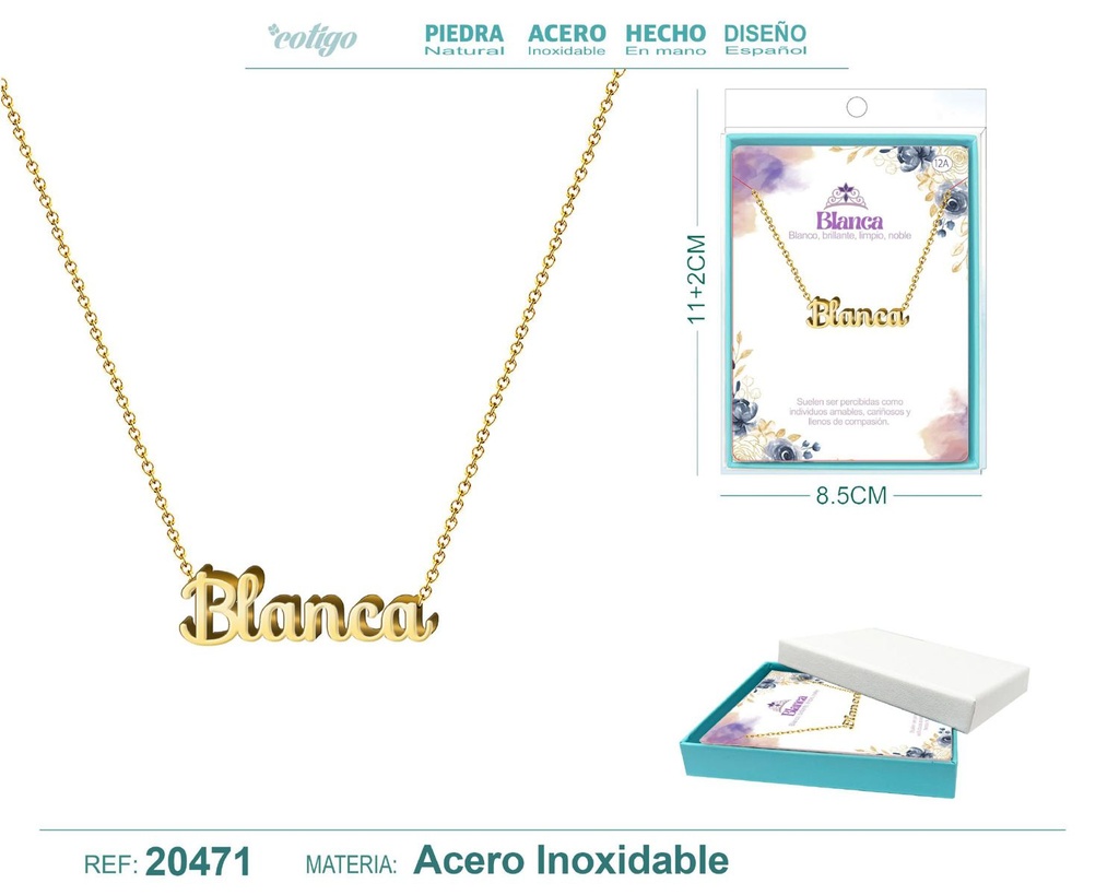 Collar personalizado nombre Blanca en acero dorado - Joyería y accesorios