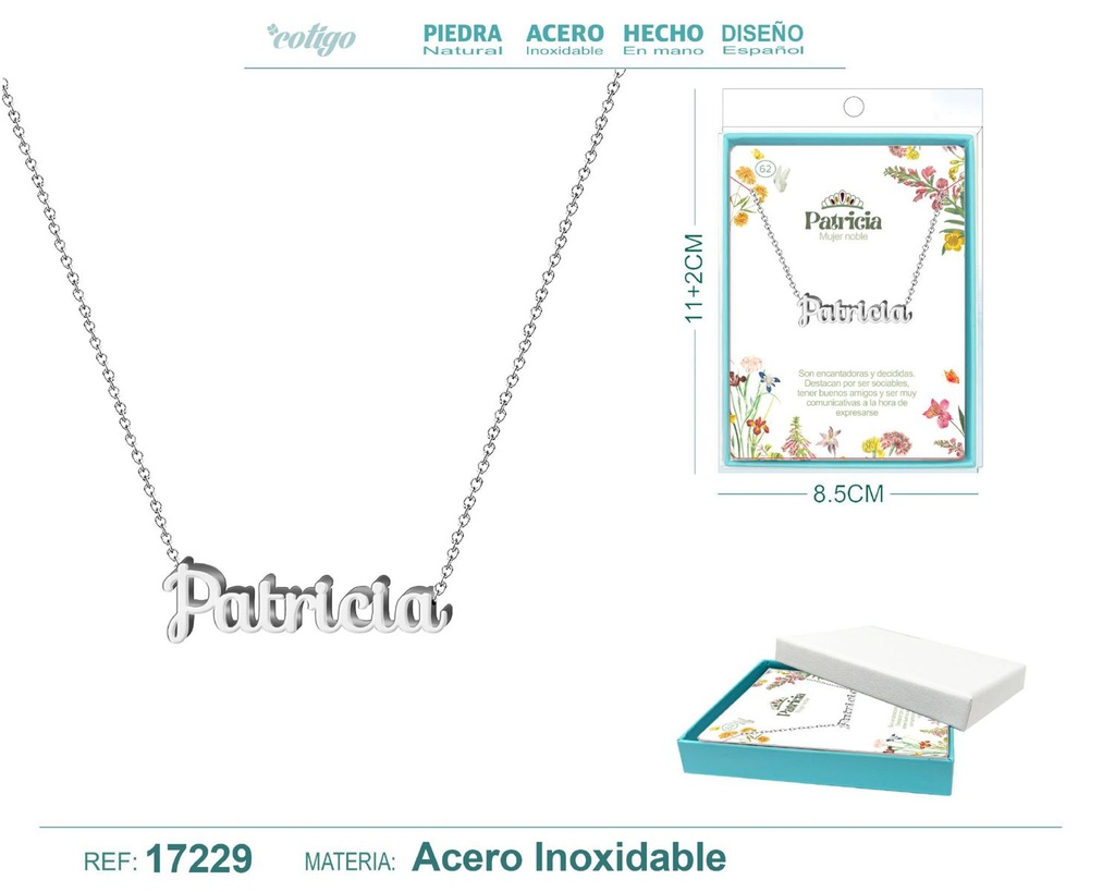 Collar personalizado nombre Patricia en acero plateado - Joyería y accesorios