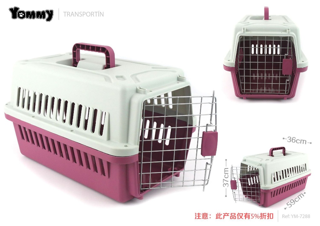 Transportín para mascotas rosa 59*37*36 cm - Accesorios para mascotas