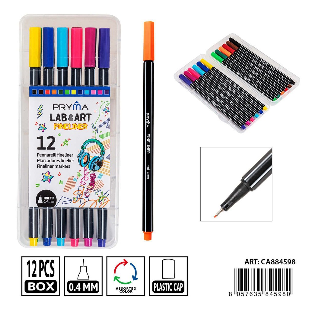 Rotulador de línea fina triangular 0.4MM 12 piezas - Material de dibujo