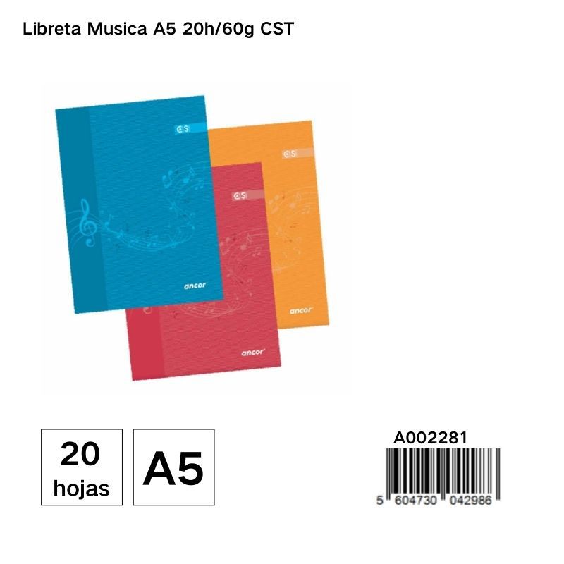 Libreta de música A5 20h/60g - Cuadernos y material escolar